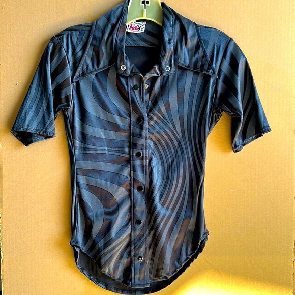 Original 80s 90s Patricial Field NYC snap front zebra striped shirt S - Picture 4 of 7